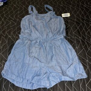 New NWT Old Navy xl 14 denim shorts outfit one piece girls tie top and side